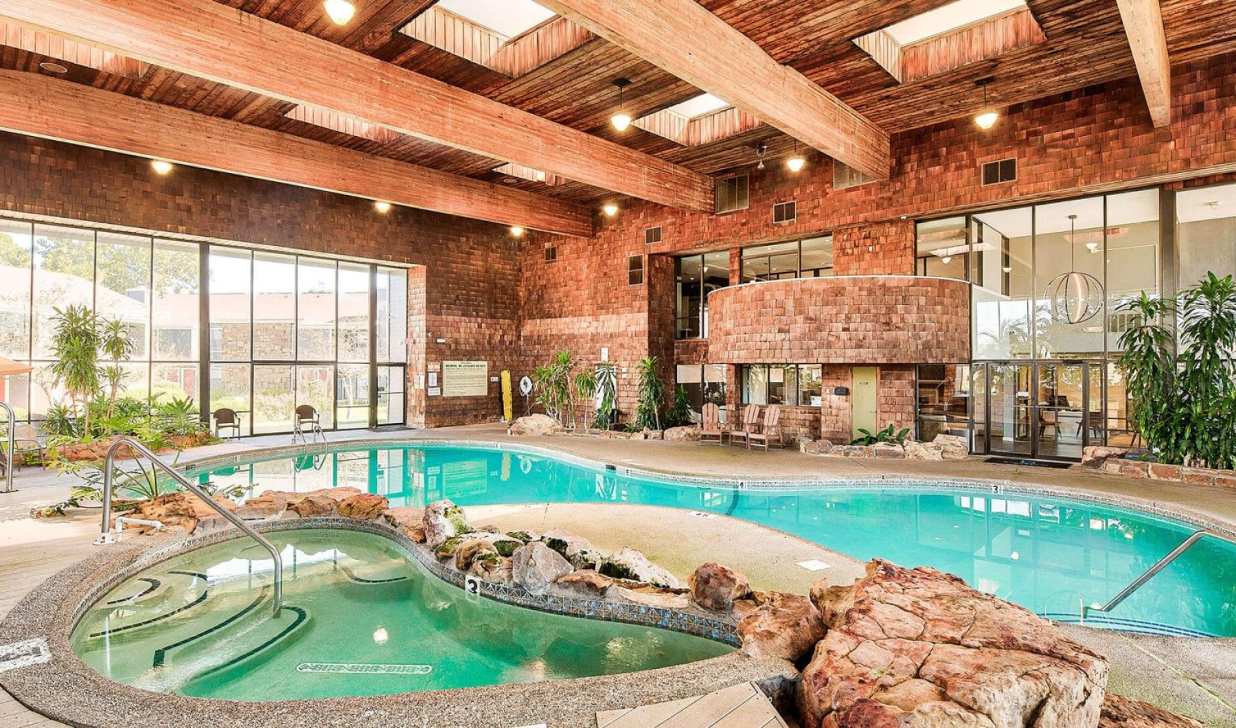 a large indoor swimming pool